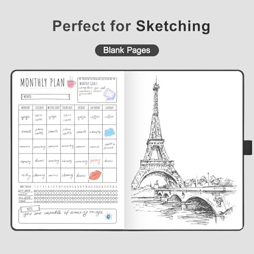 AHGXG Blank Journal Notebook, 160 Pages, A5 Medium Size (5.7'' x 8.3'')