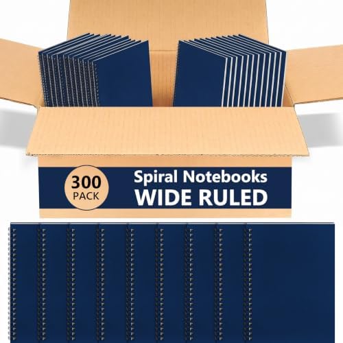 Yahenda 300 Pcs Spiral Notebooks, 1 Subject, Wide Ruled, Deep Blue