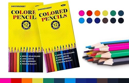 SKKSTATIONERY 144Pcs Colored Pencils, Pre-sharpened, coloring pencils Bulk Back to School Supplies For Teachers 12 Colors, 12pcs/box, Total: 144Pcs.