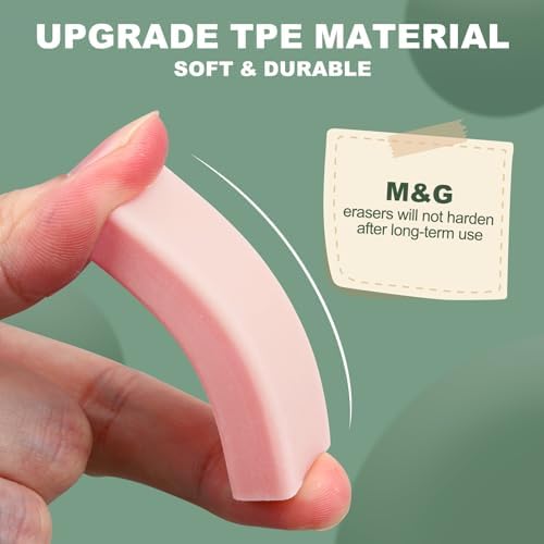 M&G 8 Pack Erasers, Pink Sliding Retractable Eraser Push Pull Cute Pencil Erasers Soft Large Easy to Clean with Plastic Sleeve for Sketching Drawing Artists Teacher Pencils, Pink