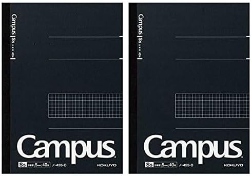KOKUYO Campus Notebook, Business Type, Grid 5mm Ruled, Semi-B5, 40 Sheets, Black Cover, Pack of 2, Japan Import (NO-4S5-D)
