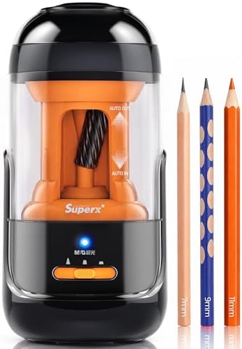 M&G S5 Electric Pencil Sharpener,Fully Automatic for 6.5–11mm No.2 & Colored Pencils,Auto In & Out,3 Sharpness Modes,Type-C Rechargeable,Helical Blade,Hands-Free for School Classroom Home Office,Black