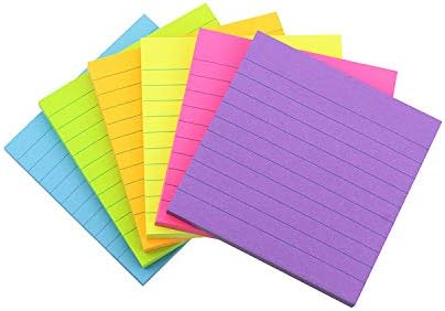 Early Buy Lined Sticky Notes 4x4 in, 6 Bright Colors, 6 Pads, 60 Sheets/Pad