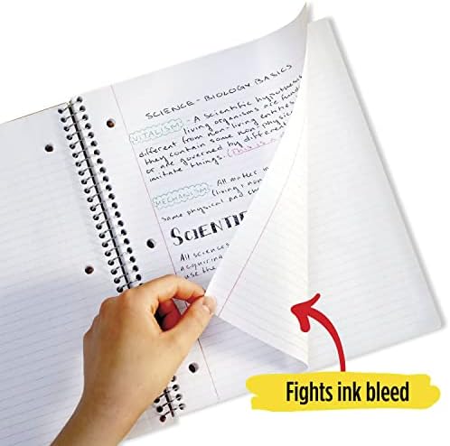 Five Star Spiral Notebook, 5 Subject, Wide Ruled Paper, 8" x 10-1/2", 200 Sheets, Tidewater Blue & Fire Red, 2 Pack (930082)