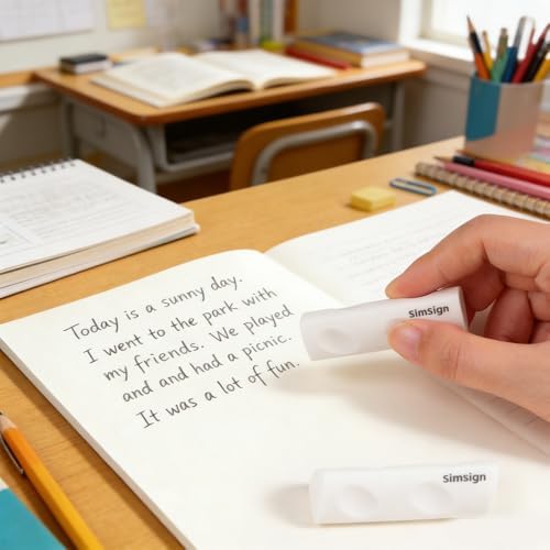 Ergonomic Erasers, Pencil Eraser Multipack, Clean Erasing Low Residue Rubber Eraser for Kids School Office Stationery Supplies, Pack of 10, White