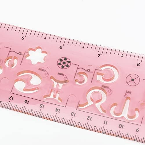 HARFINGTON 2pcs Unbreakable Flexible Rulers 30cm/12" Double Scale Shatterproof Folding Plastic Ruler for Classrooms Home Office, Light Pink