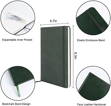 Journal notebook (A5-Lined, Dark Green),192 Pages, Medium 5.7X8.3 inches - 80 gsm Thick Paper, Hardcover