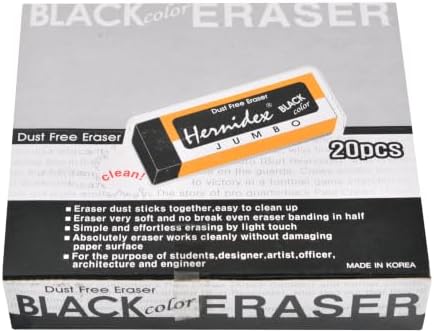 Dust Free Eraser, White,Black Pack of 20