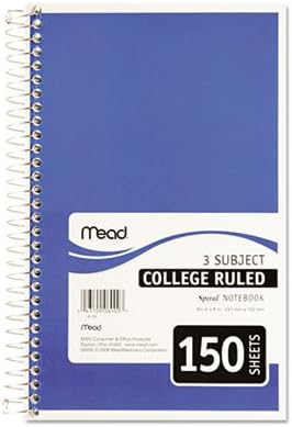 Mead, 06900, Spiral Notebook, 3 Subjects, Medium/College Rule, Assorted Color Covers, 9.5 x 5.5, 150 Sheets, Sold As 1 Notebook