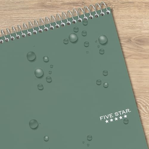 Five Star Top Spiral Notebook + Study App, 1 Subject, College Ruled Notepad, 8-1/2" x 11", 100 Sheets, Fights Ink Bleed, Water Resistant Cover, Seaglass Green (820058C-ECM) (Pack of 12)