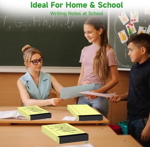 48 Pack Legal Pads Bulk,5 x 8 Inch Yellow Notepad, Note Pads College Ruled Perforated Memo Pad for Work Study Daily Note Taking List, Lined Writing Pads Memo Refills Notepads for Office Home School