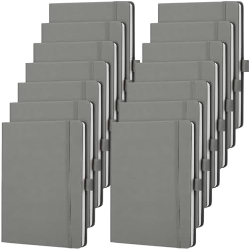 Laumoi 14 Pack Hardcover Lined Journal Notebooks Bulk,Gray,A5