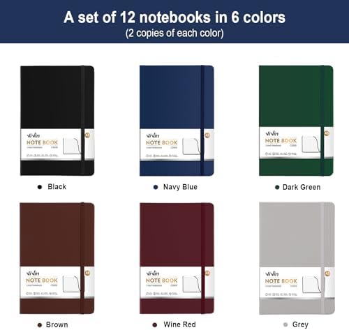 ViVin 48 Pack A5 Hardcover Lined Notebook,192 pg College Ruled 5.5x8.3