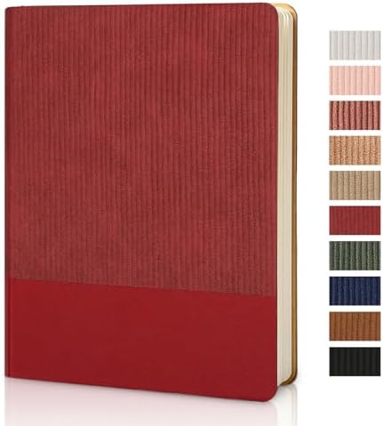 Lined Journal Notebook for Work College Ruled Note Book 7.2"x9.6" B5 PU Leather Daily Journaling 160 Pages for Women Men Writing Home School Supplies Business (Red)