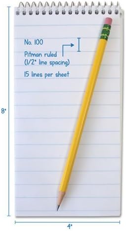 Portage Reporters Notebook – Top Bound Spiral Notepad, Blank Cover Steno Note Book, Perfect for Reporters & Journalists Taking Notes in the Field, Wide Ruled – 4 x 8 In, 70 Sheets, 12 Pack