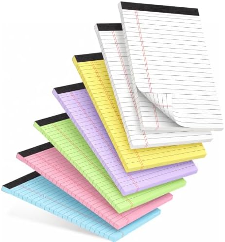 7 PCS Note Pads 5x8 Small Legal Pads 210 Sheets, Perforated Small Notebook Notepad 5 x 8 ,College Ruled Lined Paper Pads 80GSM, Mini Hard Backing Writing Pads Memo for Work School &Office Supplies-Multicolor