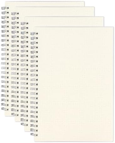 YIHUANYIFA 4pcs Steno Spiral Notebooks A5 5.5x8.3inch Dot 80 Sheet Steno Pads Thick Plastic Covers for Writing Notes in Lists, Office, Home (A5 4Pcs Clear Dot)