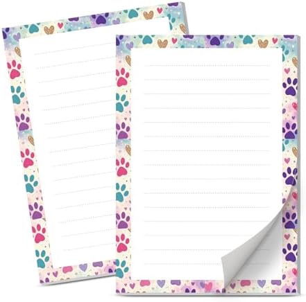 Lined Sticky Notes 4x6 in, 2 Pack Large Cute Notepads with Lines Self-Stick Note Pad, Funny Memo Pads Strong Adhesive for Office, Home Colorful Cute Dog Paws