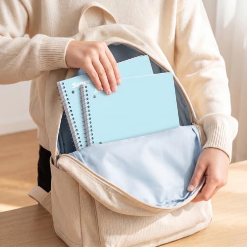 SUNEE Spiral Notebooks, 3 Pack, 1-Subject, College Ruled Paper, 8" x 10-1/2", 70 Sheets per Notebook, Blue