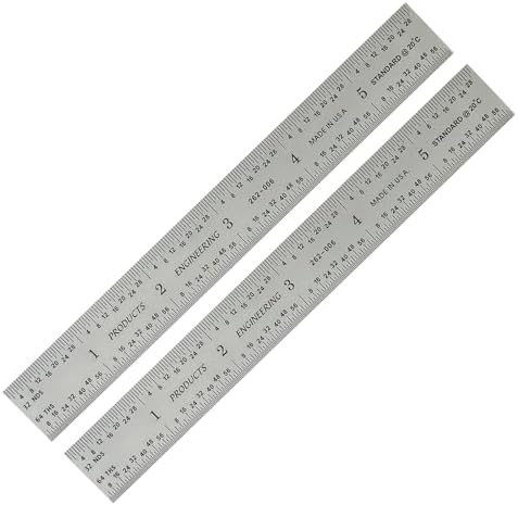 PEC Tools 6"/150mm Metal Ruler, Rigid, English & Metric Precision, 2 Pack