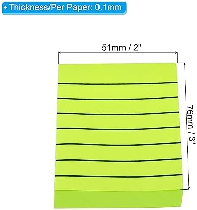 PATIKIL 2 x 3 Inch Lined Sticky Notes, 6 Pack Fluorescent Self-Stick Note Pads 100 Sheets/Pad Colorful Memo Post for Home Office Business, Green