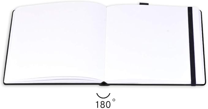 Square 8.2x 8.2 inches 165gsm Colored Pencil Paint Journal Hardbound 128pgs（64 Sheets Front Back Cold Pressed）Travel for Colored Pencil Sketch Doodles Handmade Cloth Cover Notebook Black River A5