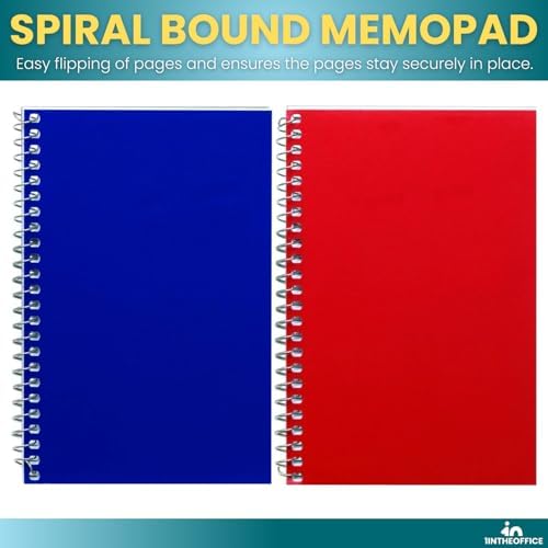 1InTheOffice Wirebound Spiral Memo Books, Memo Pads, 4" x 6", College Ruled, Small Notepad 4x6, Assorted, 50Sheets/Pad, 25 pack