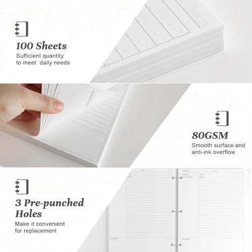 gisgfim 100 Sheets Cornell Notes Loose Leaf Paper Notebook Taking System Filler Paper 8.5×11 Inch 3 Hole Punch Cornell-Style Notes Pages Note Taking Supplies for School Office Business Home 80gsm