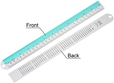 HARFINGTON Straight Ruler 12 Inch Metric English System Aluminum Alloy Ruler with Small Hole Measuring Tool for Children Study Classroom Office, Electric Blue