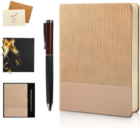 TSFPapier A5 Lined Notebook with Pen & Gift Box 216 Pages PU Leather Journals for Women Men 100GSM Thick Paper College Ruled Notebook for School,Travel,Business,Work,Home Writing