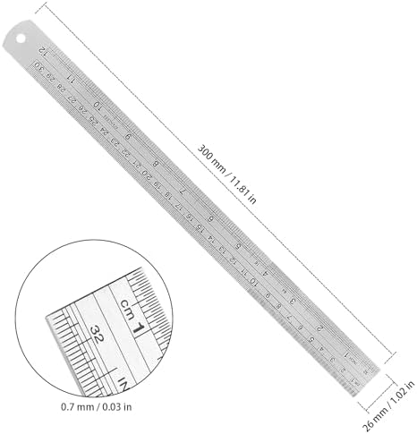 20 Pack 12 Inches Stainless Steel Ruler, Precision Metal Rulers, Straight Edge Ruler for Office, Woodworking, Engineering