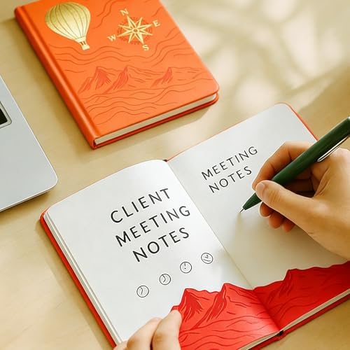 Dot Grid Journal with 160GSM Thick Paper, 192 Pages, A5 Dotted Notebook for Work, School, Travel | 180° Lay Flat, Foil Stamped Cover, Elastic Band, 2 Bookmarks & Inner Pocket (Orange)