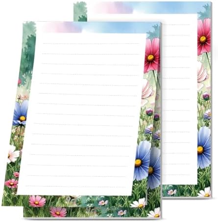 Lined Sticky Notes 4x6 in, 2 Pack Large Cute Notepads with Lines, Bright Post Memo Note Pads Big Rectangular Sticky Notes for Office Flower Garden Watercolor