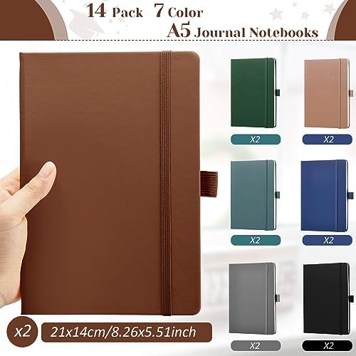 Laumoi 14 Pack Hardcover Lined Journal Notebooks Bulk,Deep Color,A5