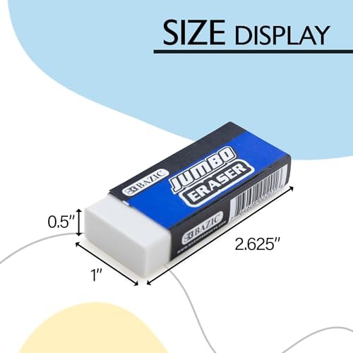 BAZIC Products Jumbo Block Erasers, Latex-Free, PVC-Free, 4 Count, 72-Case