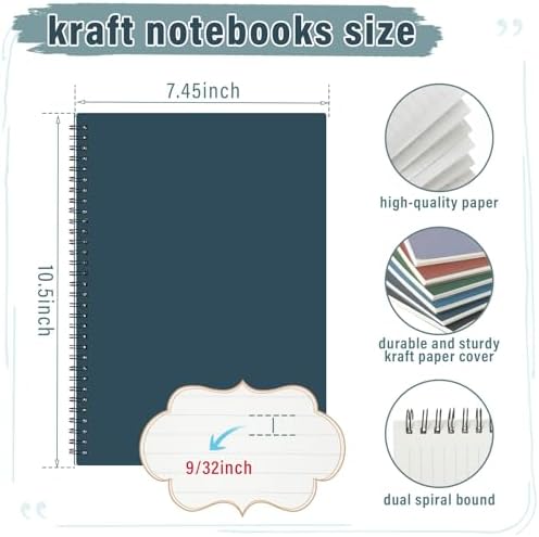 Fuutreo 6 Pack Spiral Notebook 10.5x7.45 Notebook,Retro Color,Business