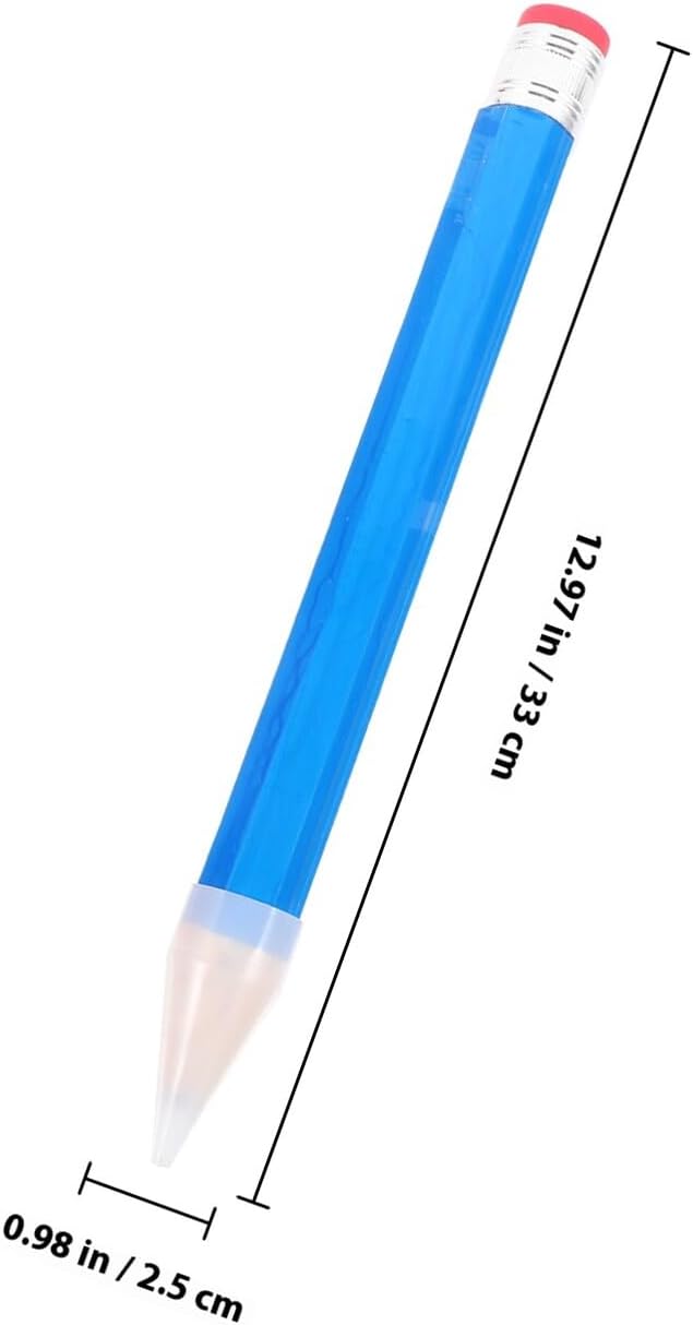 2pcs Large Wooden Writing Pencils, Jumbo Fat School Pencils for Preschoolers, Non-toxic Colored Wood, Blue and Red, Back to School Craft Supplies
