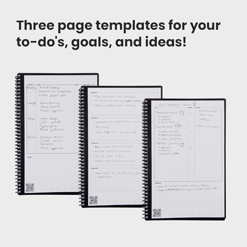 Rocketbook Fusion Reusable Undated Productivity Planner, Executive Size 6x8.8, Green - Goals, Monthly and Weekly Calendar, Daily To-do List, Lined and Dotted Notes Pages
