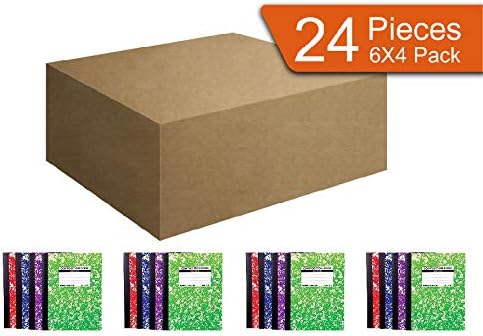 Mintra Office Composition Books (Assorted Marble Comp - Wide Ruled, 24 Units (6-4pks))