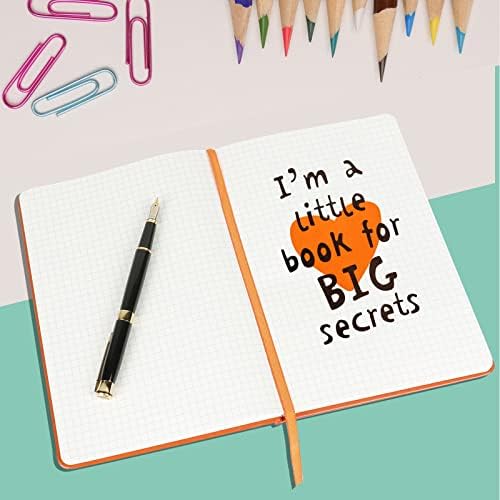 Grid Journal Bullet Notebook - Orange Leather Cover, 8.3 x 5.7Inch, 160 Pages, 100gsm Paper, Hardcover with Inner Pocket, Elastic Closure and Ribbon Bookmark, Great for Women and Men