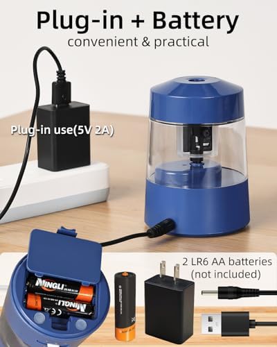 ZMOL Electric Pencil Sharpener Battery, 6-12mm Jumbo Pencils,Dark Blue