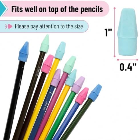 Mr. Pen-Bulk Pencil Top Erasers, 1000 Pack, Colorful, Latex-Free