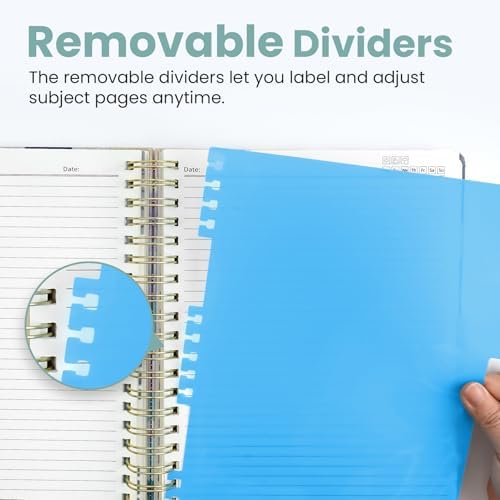 Taja Large Spiral Notebooks for Work 5 Subject with Removable Dividers
