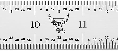 PEC Tools 12"/300mm Metal Ruler, Rigid, English & Metric, High Precision