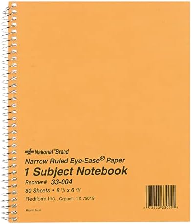 National Single-Subject Wirebound Notebooks, Narrow Rule, Brown Paperboard Cover, (80) 8.25 x 6.88 Sheets