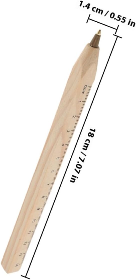 Alipis 6pcs Black Ballpoint Pens Wooden Signature Pens with Printed Ruler Eco-friendly Biodegradable for Office and School Use