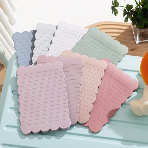 Eaasty 8 Pack Scalloped Sticky Notes Lined 4" X 6" Vintage Memo Pads
