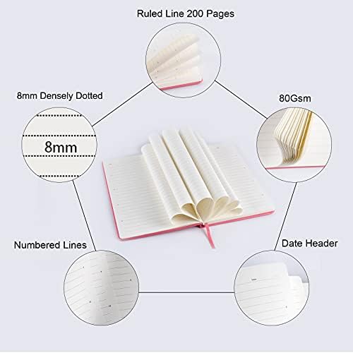 Journal notebook (A5-Lined, Pink Color),192 Pages, Medium 5.7X8.3 inches - 80 gsm Thick Paper, Hardcover