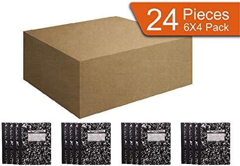 Mintra Office Composition Books (Black Marble Comp - Wide Ruled, 24 Units (6-4pks))