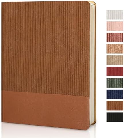 Lined Journal Notebook for Work College Ruled Note Book 7.2"x9.6" B5 PU Leather Daily Journaling 160 Pages for Women Men Writing Home School Supplies Business (Brown)